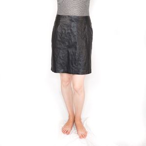VINTAGE DORMEUIL LEATHER Pencil Mini Skirt Black